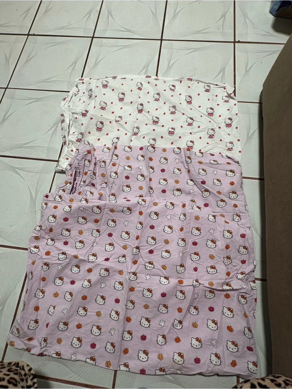 Hello Kitty Pink and White Printed Bedding Pillowcase Set